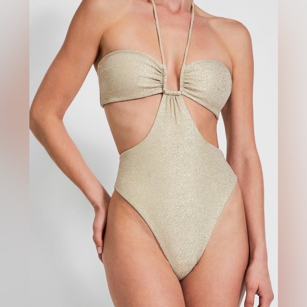 Devon Windsor Romi Metallic Gold one piece swimsuit